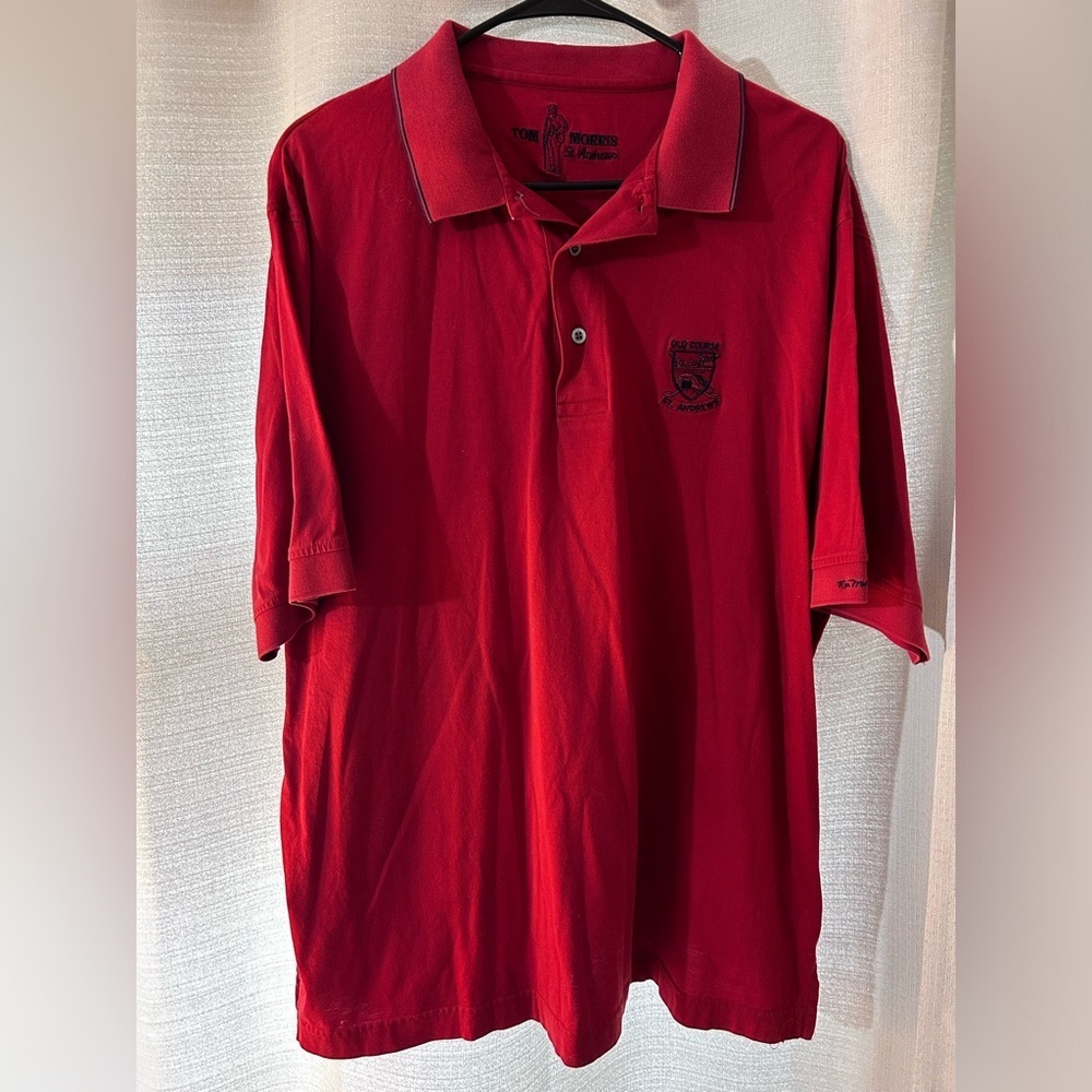 The Old Course St Andrews Polo Shirt Mens Red Short Sleeve Large